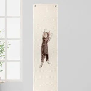 FHTONGE 71x15.8 Thickened Cat Wall Climbing Carpet with 16 Fixed Nails, Extra Large Tall Cat Scratch Pad for Wall, Wall Mounted Climbing Cat Scratcher for Furniture Couch Sofa Protector(MilkyWhite)