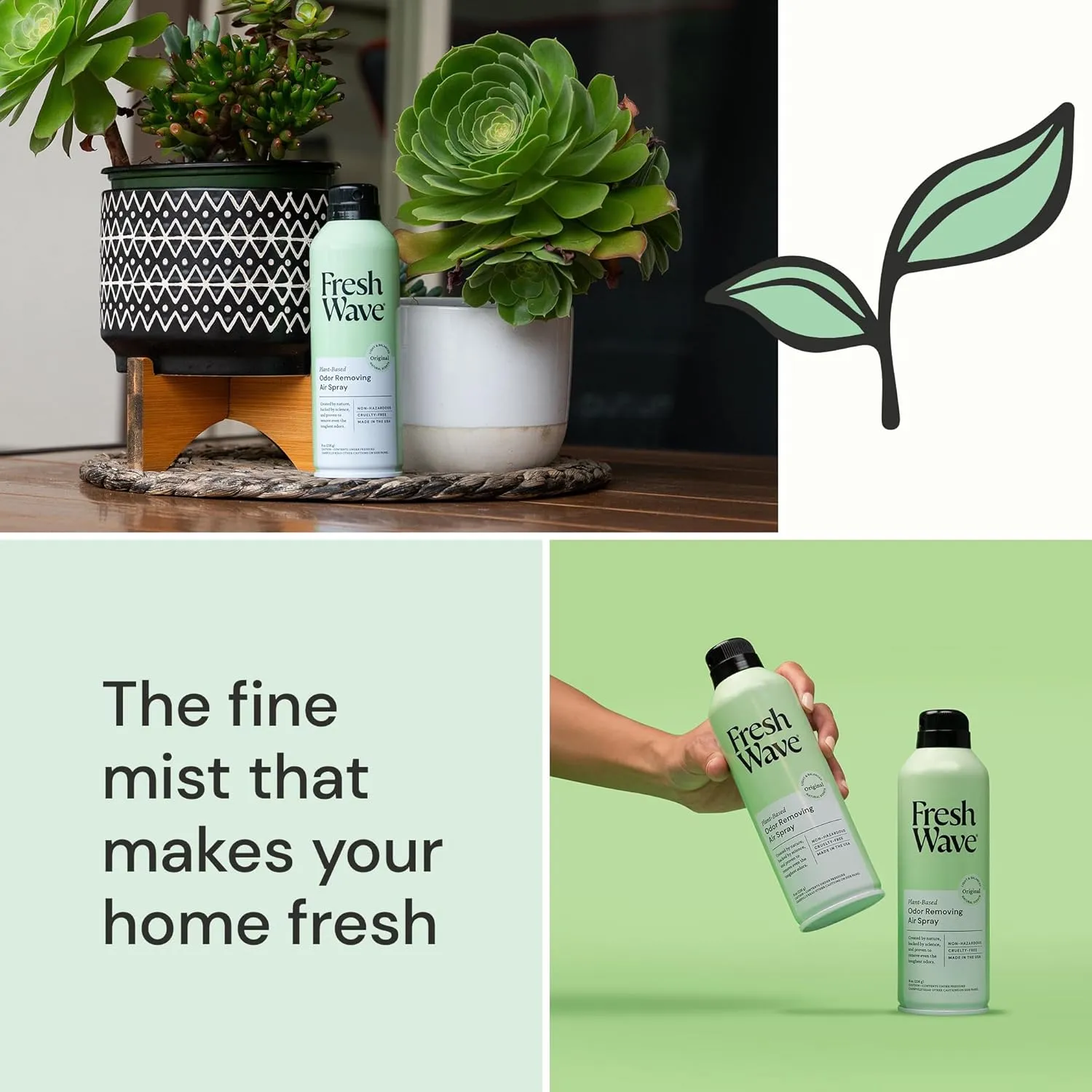 Fresh Wave Original Scent Odor Eliminator Air Spray, 8 oz. | Non-Aerosol, Fine Mist For Home, Furniture, Fabrics & Trash | Safer Odor Relief