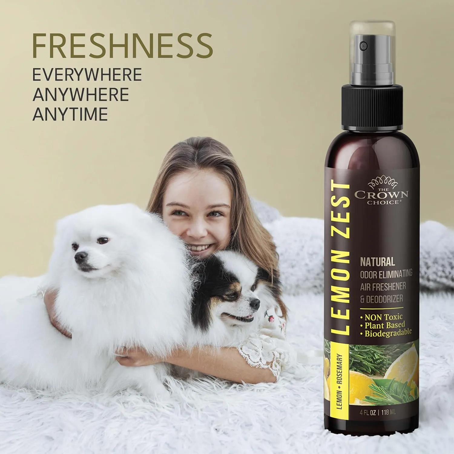 Freshen Up Dad's day with gift of Lemon Zest Natural Air Freshener SprayCitrus Scent Non-Toxic Odor Eliminator, Long Lasting Freshness & Room DeodorizerSafe for Kids & Pets - 2PK 4Oz each