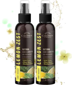 Freshen Up Dad's day with gift of Lemon Zest Natural Air Freshener SprayCitrus Scent Non-Toxic Odor Eliminator, Long Lasting Freshness & Room DeodorizerSafe for Kids & Pets - 2PK 4Oz each