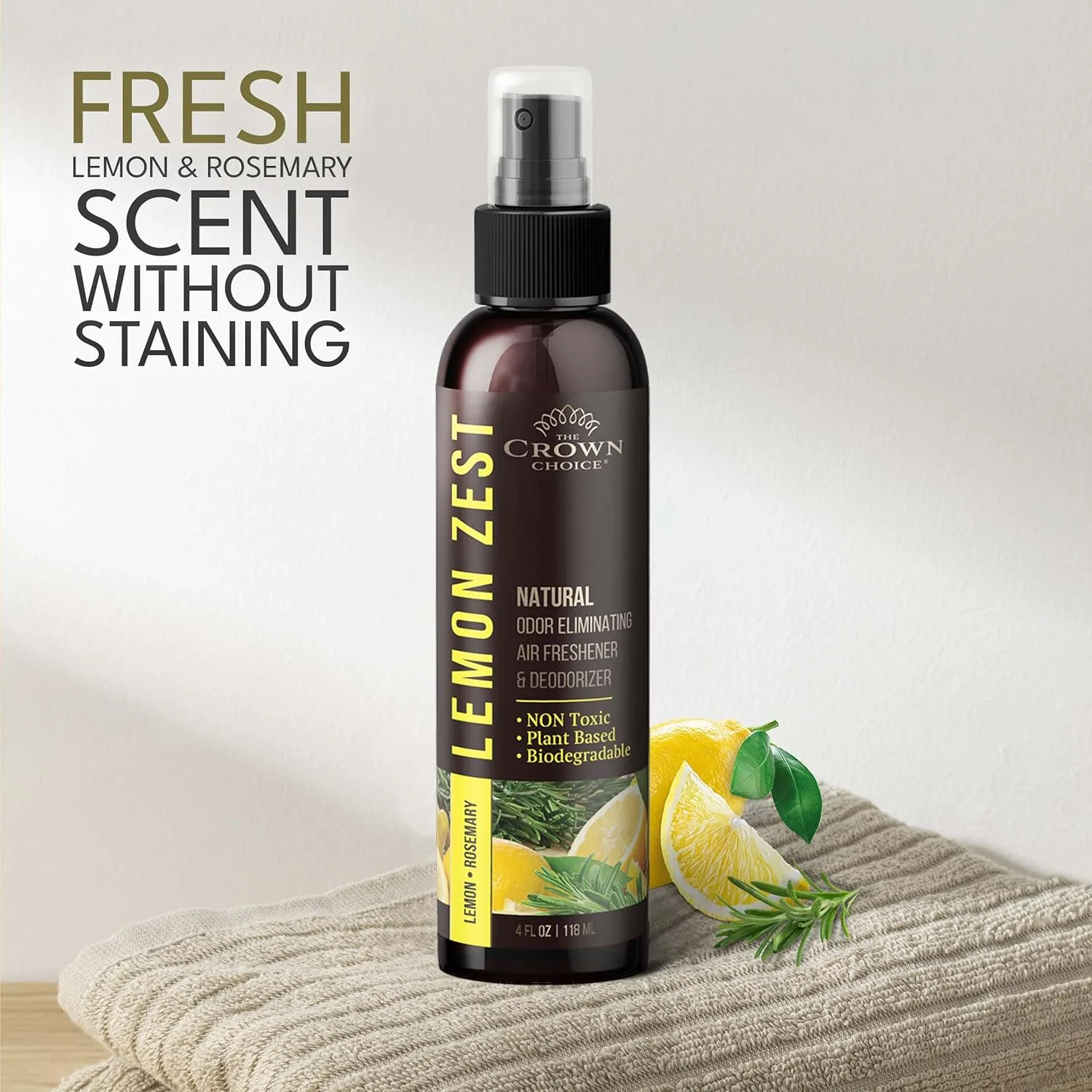 Freshen Up Dad's day with gift of Lemon Zest Natural Air Freshener SprayCitrus Scent Non-Toxic Odor Eliminator, Long Lasting Freshness & Room DeodorizerSafe for Kids & Pets - 2PK 4Oz each