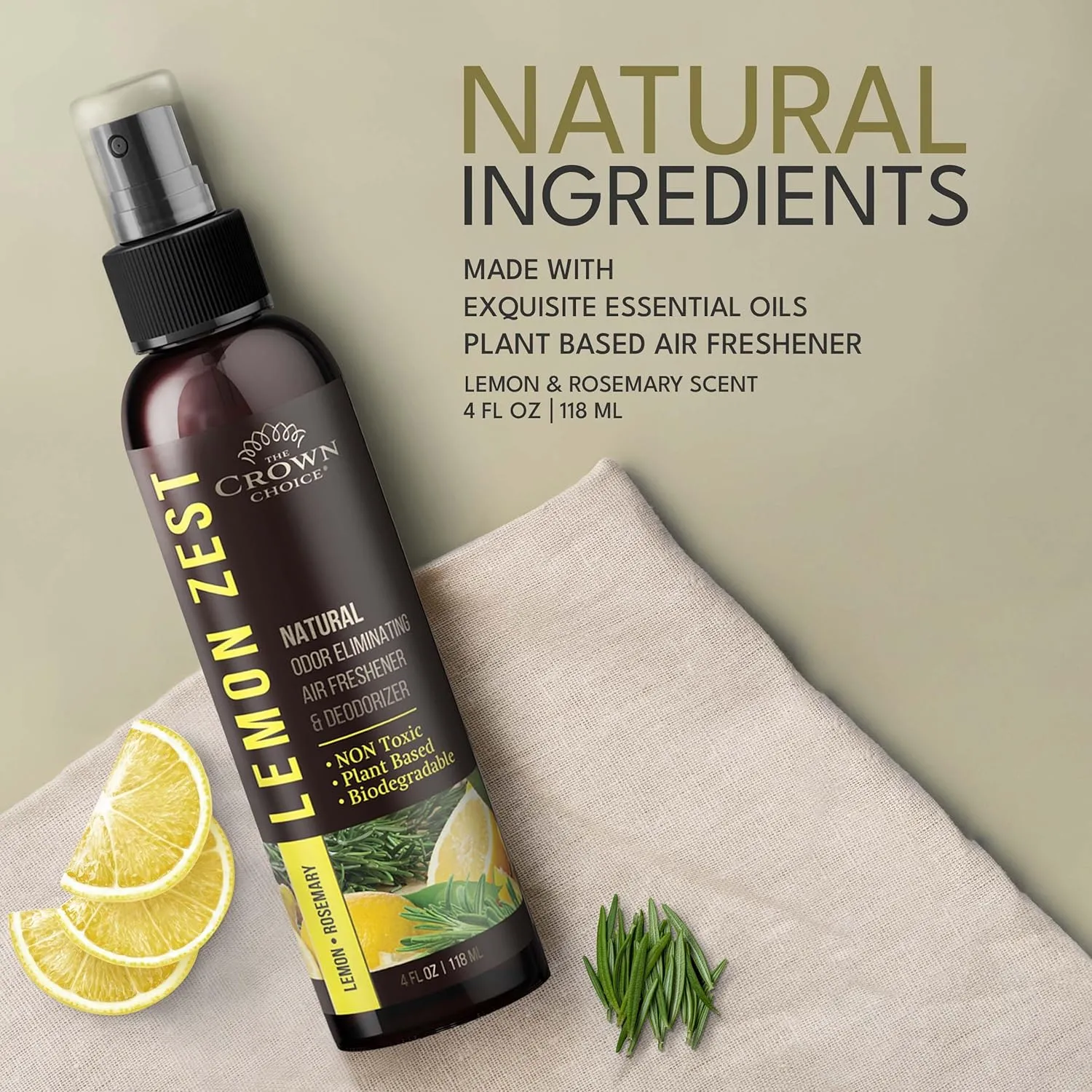 Freshen Up Dad's day with gift of Lemon Zest Natural Air Freshener SprayCitrus Scent Non-Toxic Odor Eliminator, Long Lasting Freshness & Room DeodorizerSafe for Kids & Pets - 2PK 4Oz each