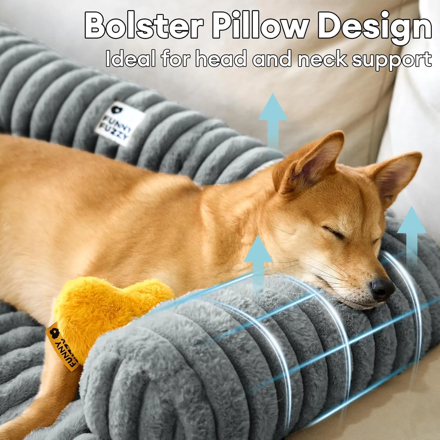 FUNNY FUZZY Pet Couch Cover for Sofa, Calming Dog Bed for Couch, Fluffy Plush Dog Couch Mat for Furniture Protector for Large Medium Small Pets, 4737 in, Mist Grey