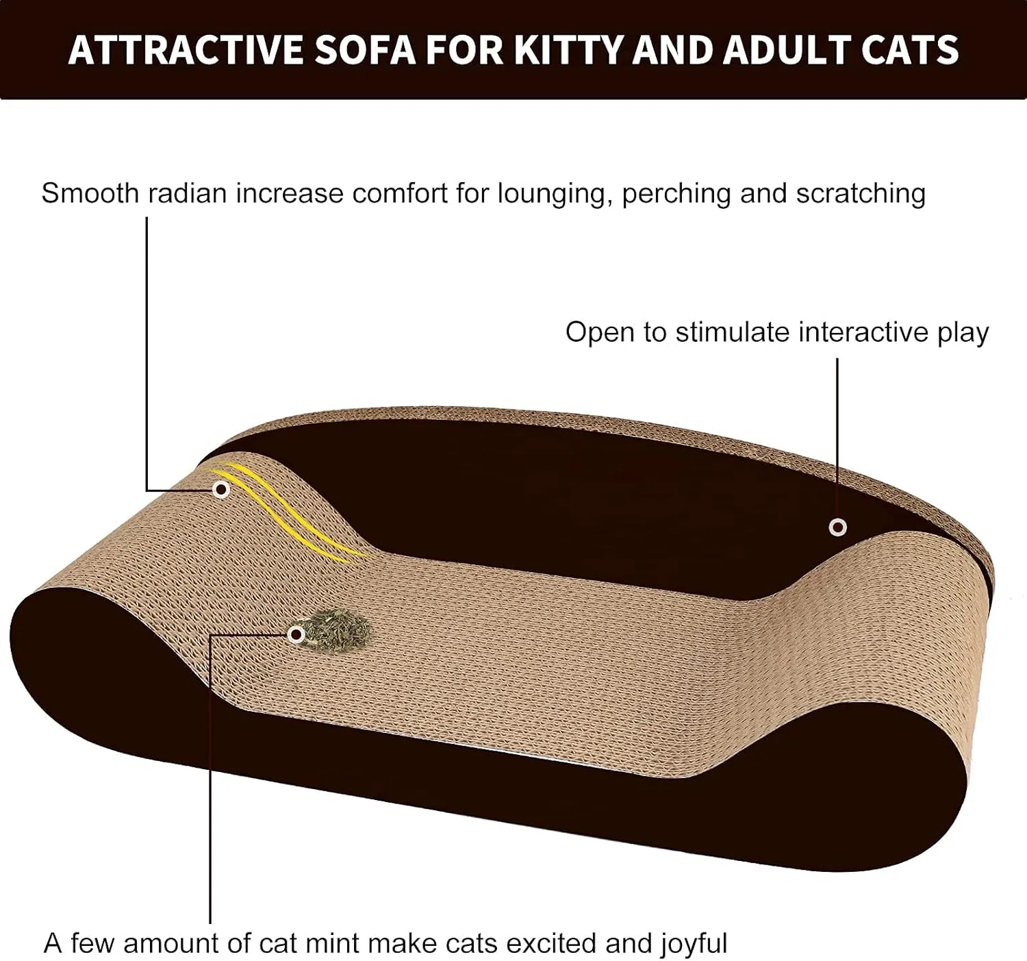 HALOVIE Large Size Cat Scratcher Bed, 20 Inch Cat Scratch Pad Cardboard Sofa Kitten Scratching Board Lounge Couch for Indoor Cats