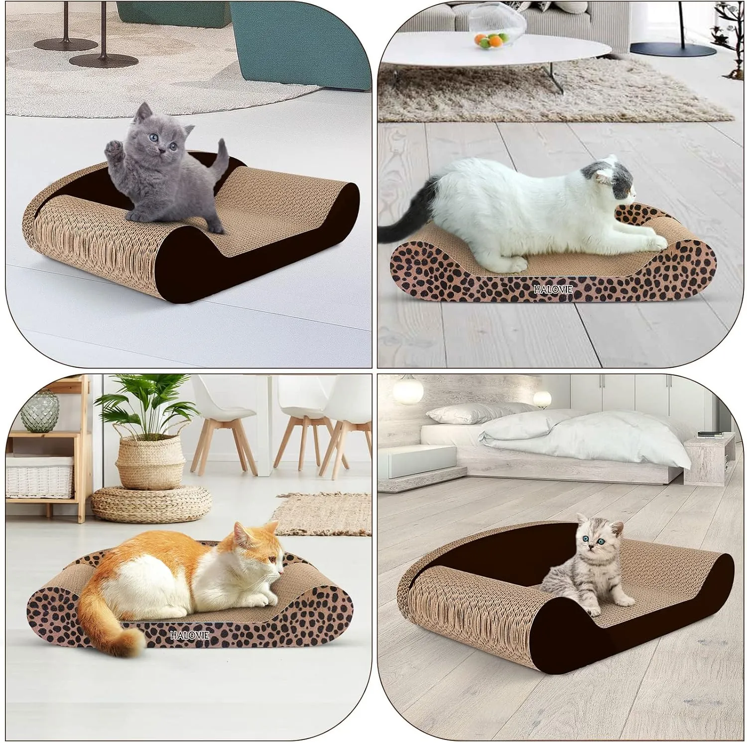 HALOVIE Large Size Cat Scratcher Bed, 20 Inch Cat Scratch Pad Cardboard Sofa Kitten Scratching Board Lounge Couch for Indoor Cats