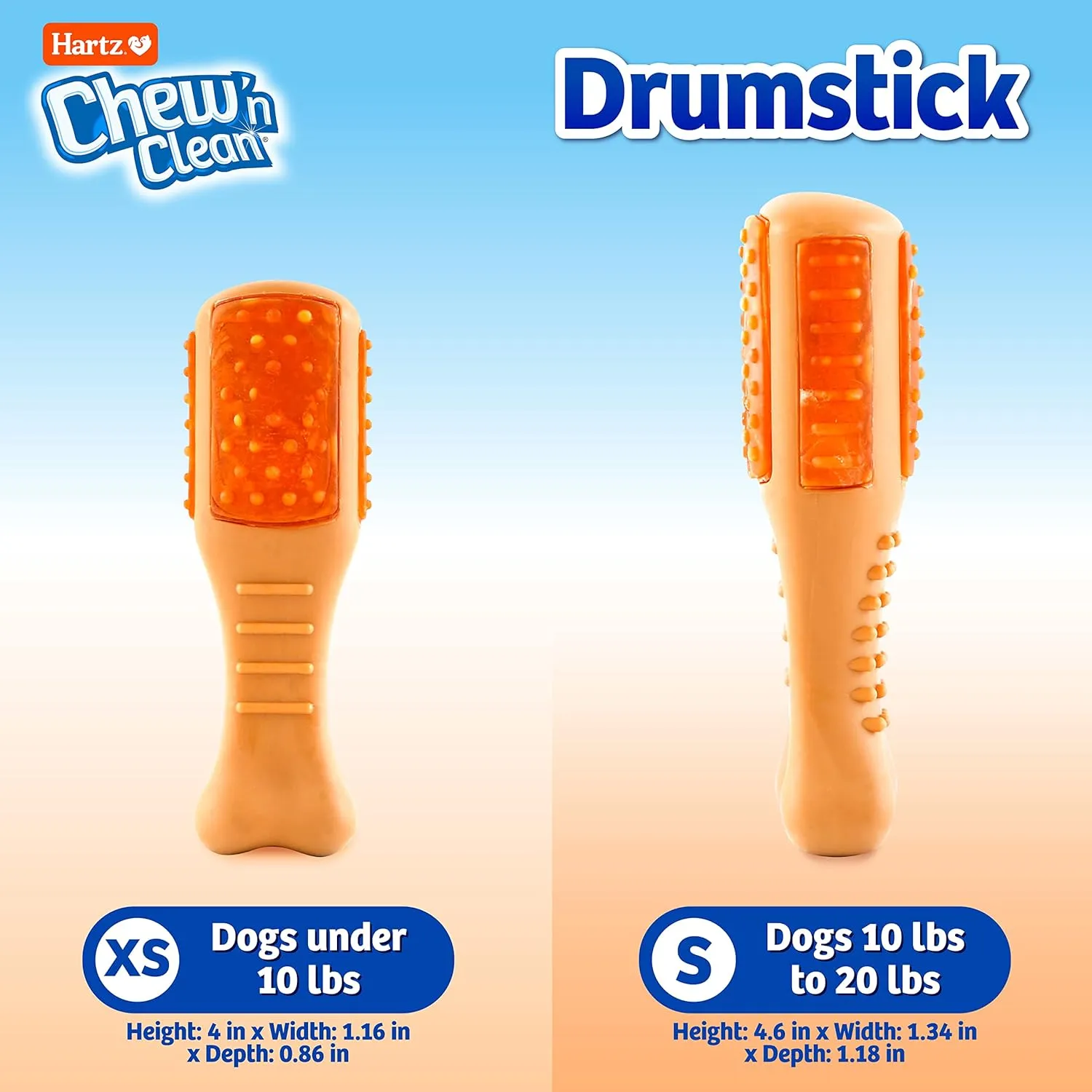 Hartz Chew n Clean Chew Toy and Treat in One Chicken Flavored Drumstick Dog Toy, Extra Small