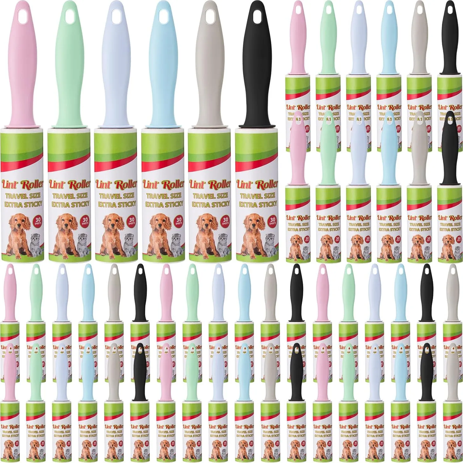 Hushee Mini Lint Roller for Travel Small Lint Removers for Pet Hair and Clothes Travel Size Removers Sticky Removing Tool for Travel, Gift Bags, Furniture, Car Seat (48 Pcs)