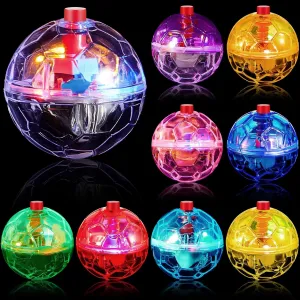 Jecery 9 Pcs Light up Cat Balls Ghost Hunting LED Motion Activated Cat Toy Interactive Lighted Ball Pet Toys Glowing Mini Running Exercise Ball Toys for Kitten Dog Pet Animals Activity(Multicolor)