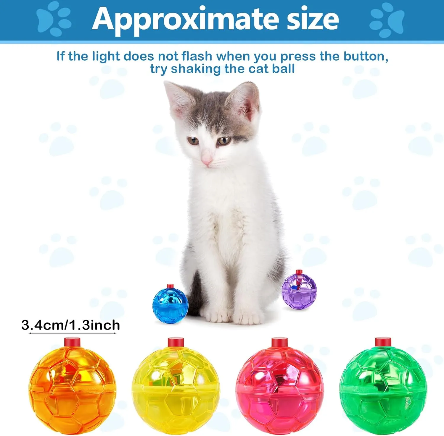 Jecery 9 Pcs Light up Cat Balls Ghost Hunting LED Motion Activated Cat Toy Interactive Lighted Ball Pet Toys Glowing Mini Running Exercise Ball Toys for Kitten Dog Pet Animals Activity(Multicolor)