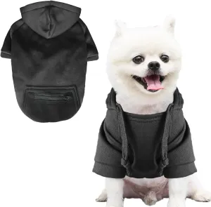 Jecikelon Pet Dog Cold Weather Coat with Pocket Winter Dog Hoodie Warm Puppy Clothes for Small Dogs Chihuahua Clothing (Small, Y02-Black)