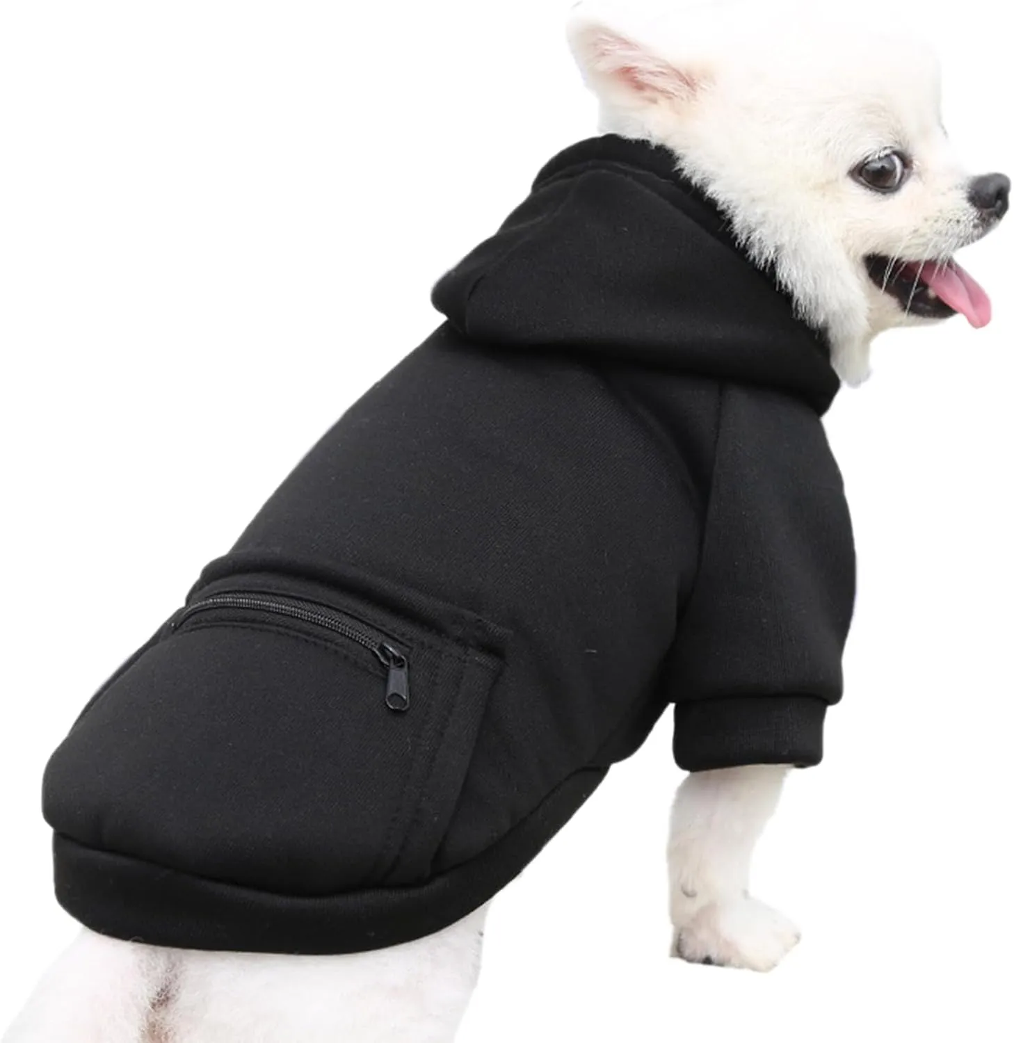 Jecikelon Pet Dog Cold Weather Coat with Pocket Winter Dog Hoodie Warm Puppy Clothes for Small Dogs Chihuahua Clothing (Small, Y02-Black)