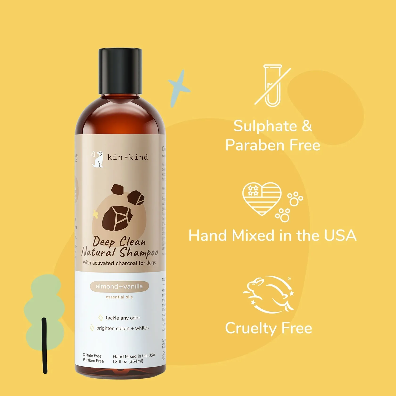 Kin Kind Shampoo Deep Clean Almond Vanilla 12oz