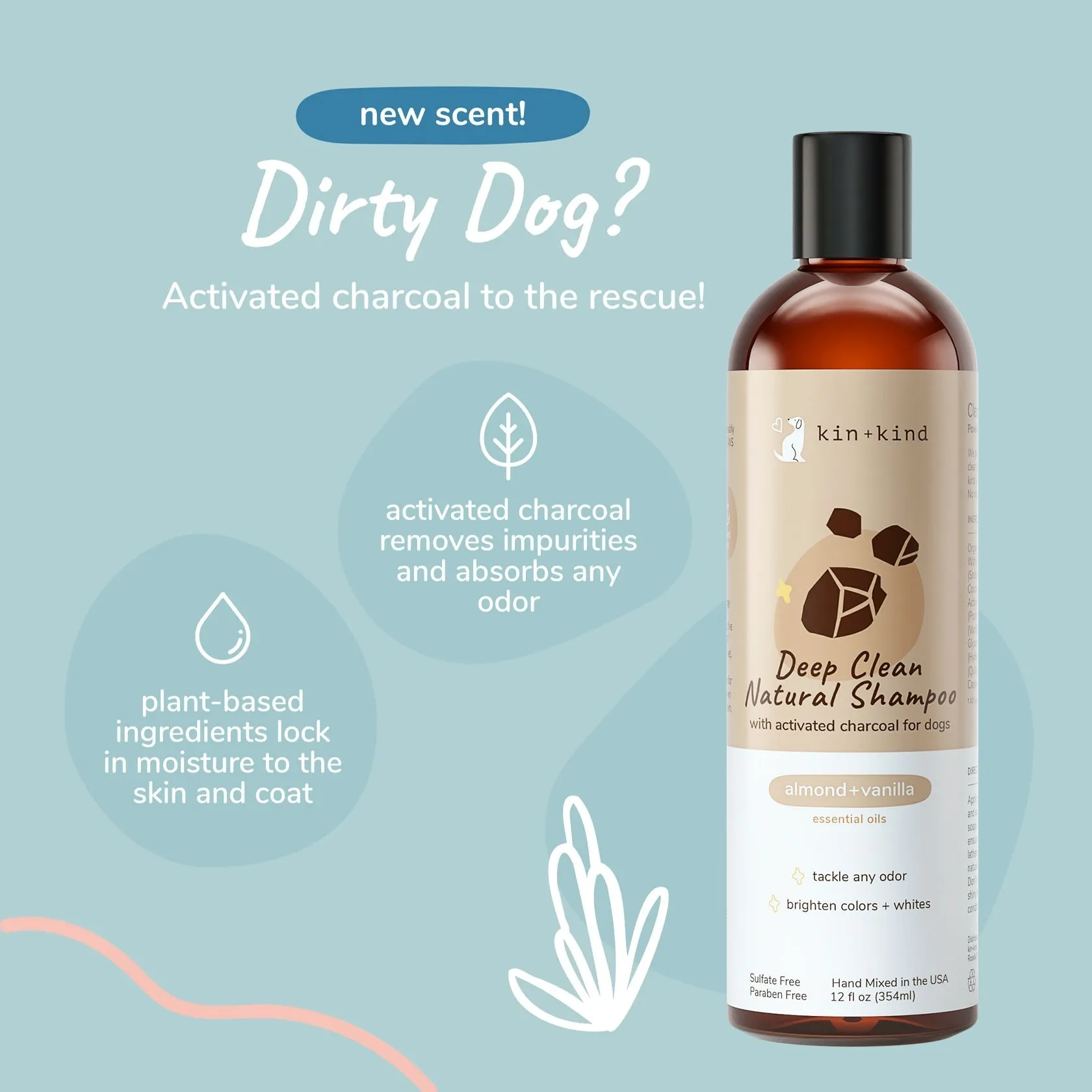 Kin Kind Shampoo Deep Clean Almond Vanilla 12oz