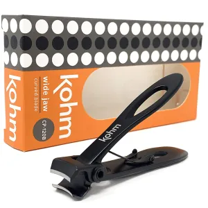 KOHM Nail Clippers for Thick Nails - Heavy Duty, Wide Mouth Professional Fingernail and Toenail Clippers for Men, Women & Seniors, Black