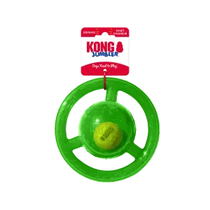 Kong Jumbler Disc Fetch and Chew Inner Tennis Ball and Rubber Dog Toy - Medium/Large