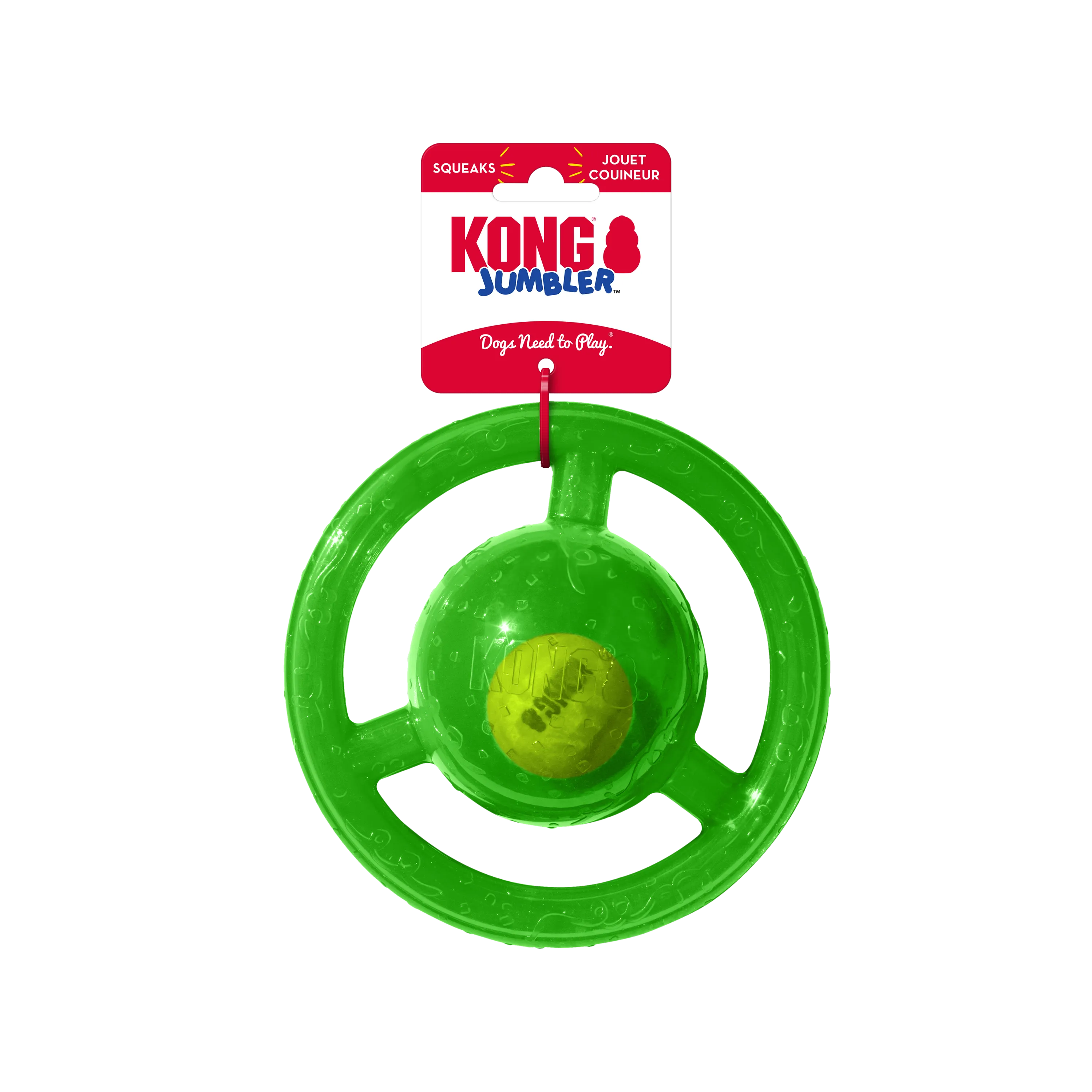 Kong Jumbler Disc Fetch and Chew Inner Tennis Ball and Rubber Dog Toy - Medium/Large