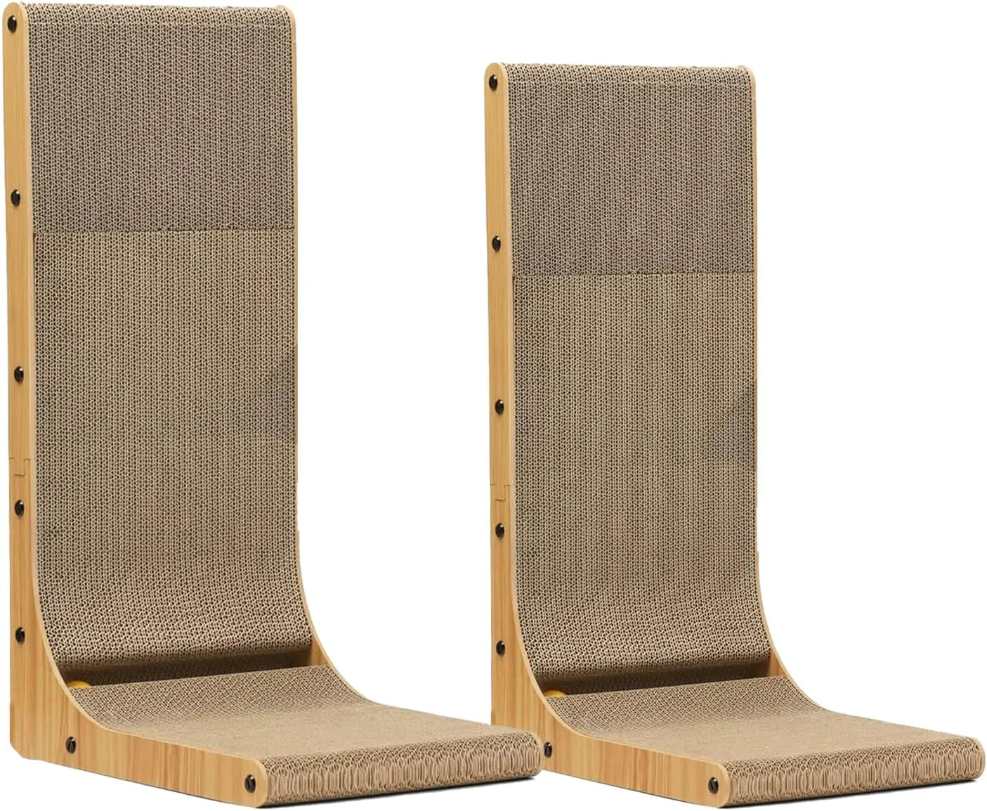 L Shape Cat Scratcher, 2Pack - 23.6 Inch Cat Scratchers for Indoor Cats, Protecting Furniture Cat Scratch Pad, Cardboard Cat Scratching with Ball Toy