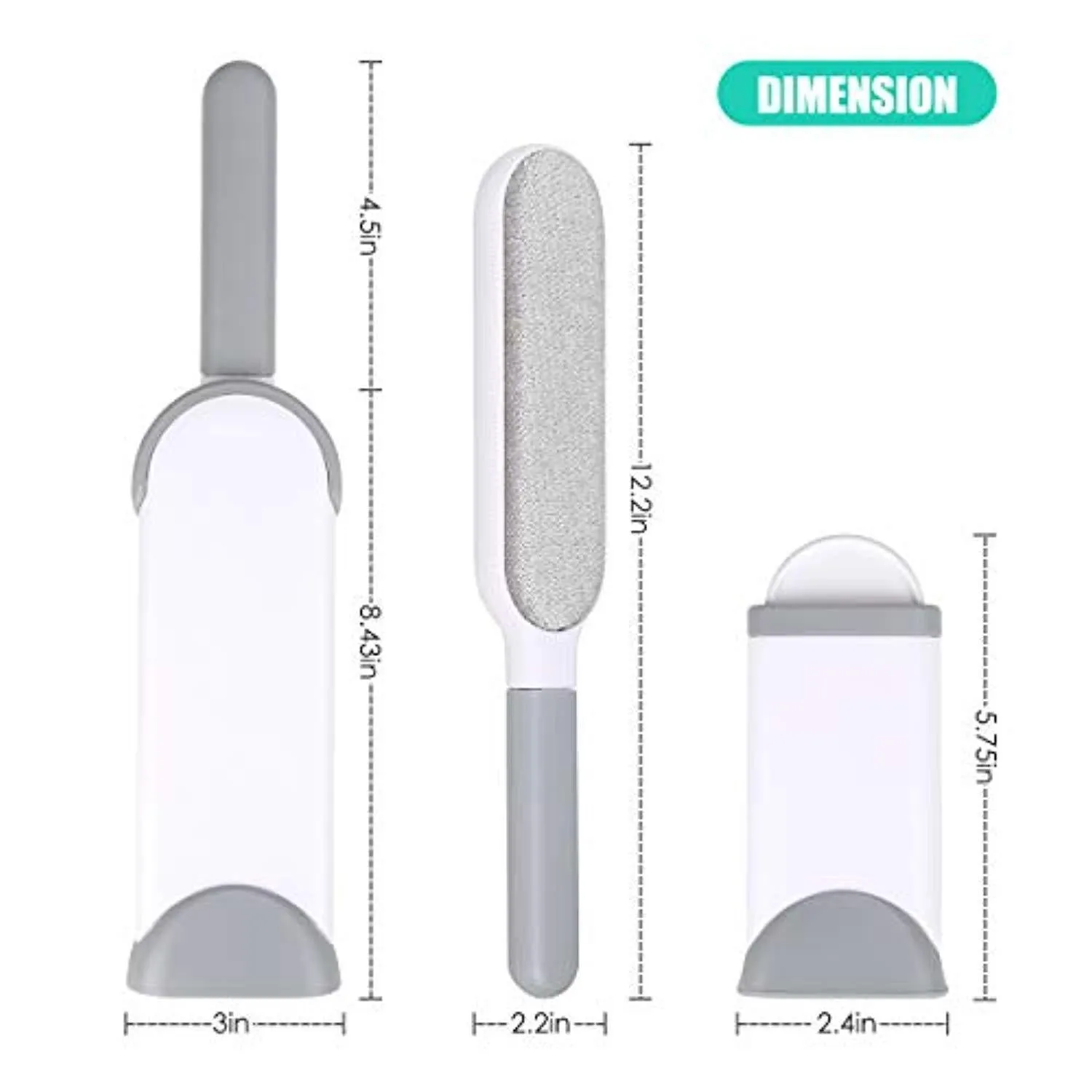 Lint Brush Pet Fur Hair Remover Brush with Self-Cleaning Base - Dog & Cat Hair Remover for Furniture, Couch, Carpet, Bed, Car Seat, Clothing - Animal Fur & Dust Removal Double-Sided Tool