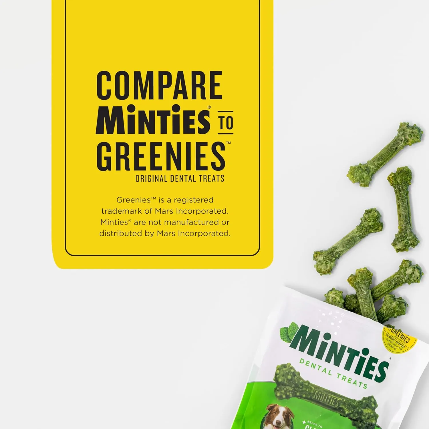 Minties Dental Chews for Dogs, 8 Count, Vet-Recommended Mint-Flavored Treats for Medium Dogs 25-50 lbs, Dental Bones Clean Teeth, Fight Bad Breath, and Removes Plaque and Tartar