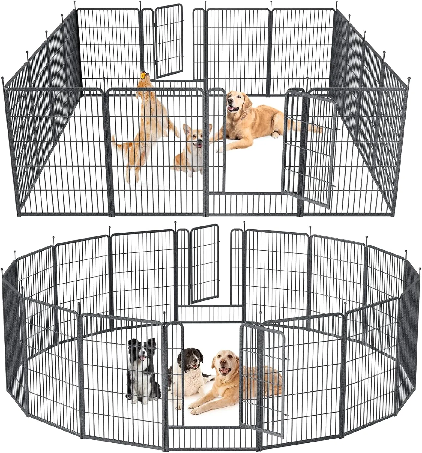 Musen Dog Playpen Outdoor, 16 Panels Dog Pen 40" Height Dog Fence Exercise Pen with Doors for Large/Medium/Small Dogs, Portable Pet Playpen for Yard, RV, Camping, Hammer Paint Finish