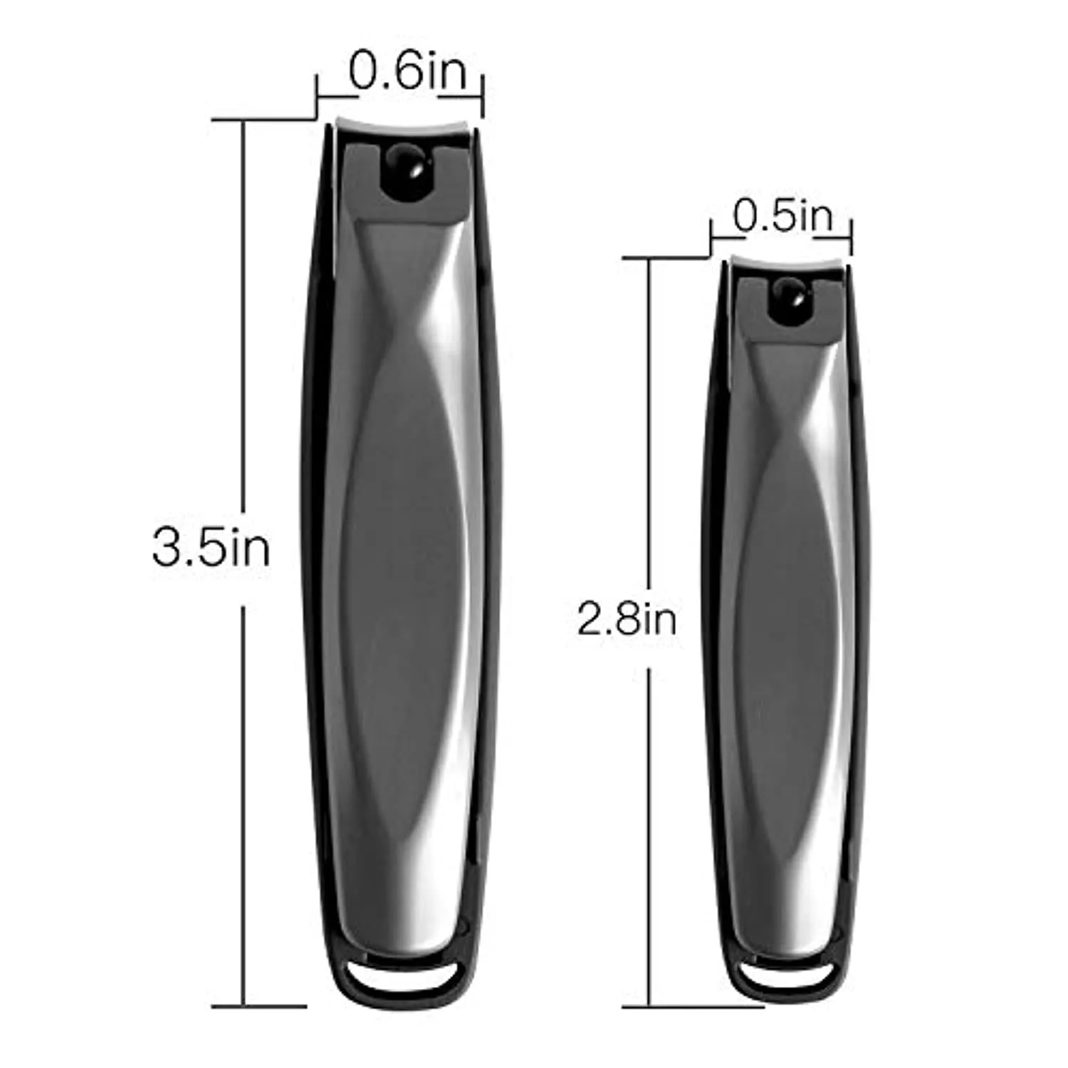 Nail Clippers with Catcher,No Splash Toenail Fingernail Clippers Nail Cutter Trimmer Set with Metal Case,Black Stainless Steel,Good Gift for Women and Men