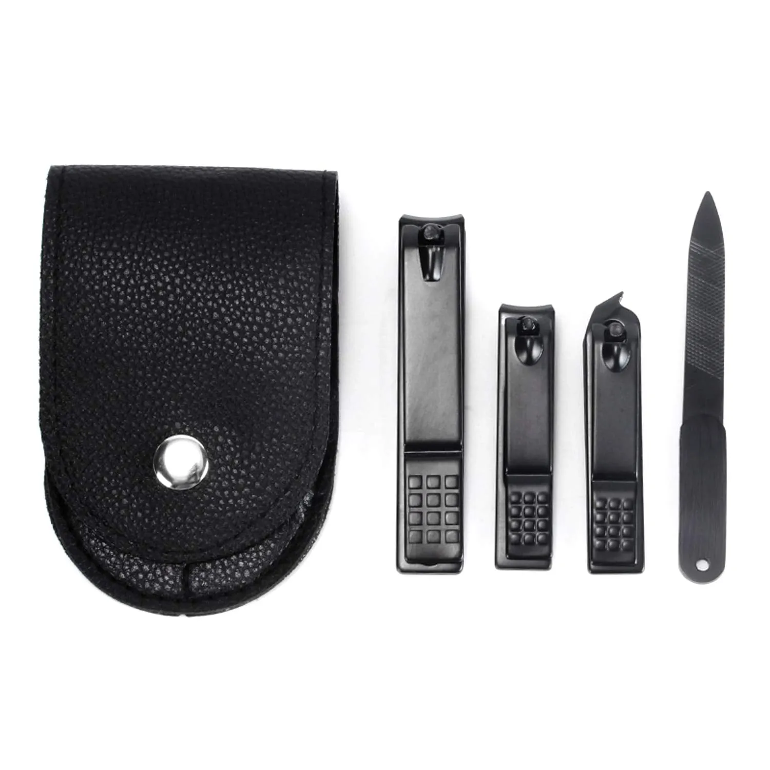 Nail Clippers with Catcher,No Splash Toenail Fingernail Clippers Nail Cutter Trimmer Set with Metal Case,Black Stainless Steel,Good Gift for Women and Men