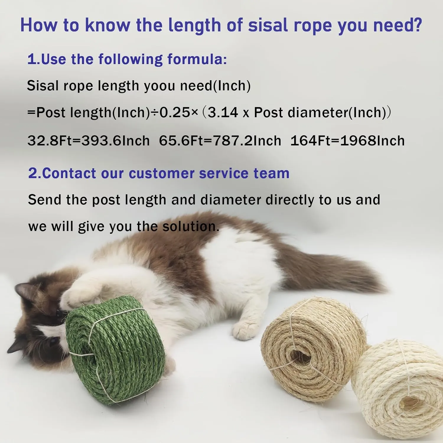 Natural Sisal Rope for Cat Scratcher, 1/4 Inch 65FT Sisal Rope for Cat Scratching Post Repair Replacement, Multi Color Cat Scratch Tree Rope Replacement, Silver Grey
