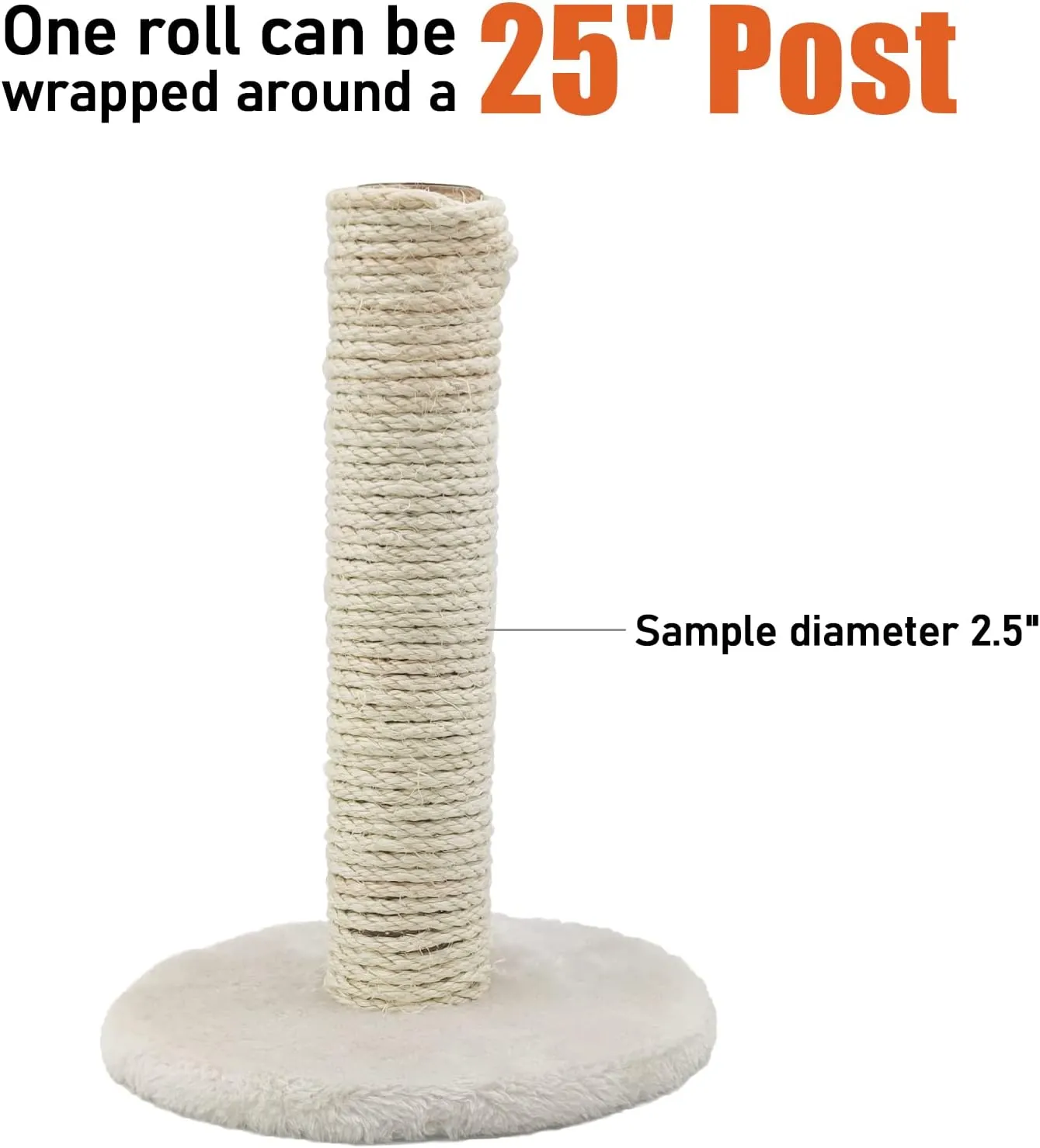 Natural Sisal Rope for Cat Scratcher, 1/4 Inch 65FT Sisal Rope for Cat Scratching Post Repair Replacement, Multi Color Cat Scratch Tree Rope Replacement, Silver Grey
