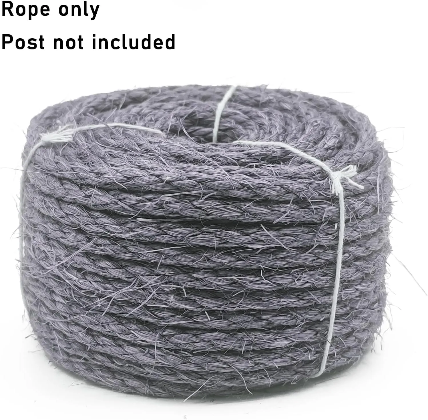 Natural Sisal Rope for Cat Scratcher, 1/4 Inch 65FT Sisal Rope for Cat Scratching Post Repair Replacement, Multi Color Cat Scratch Tree Rope Replacement, Silver Grey