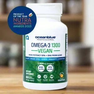 Oceanblue Professional Vegan Omega-3 1300-60 Count - Plant-Based Fish Oil Alternative