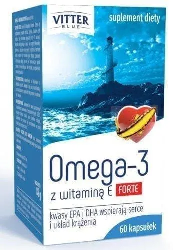 Omega-3 1000mg Forte   Vitamin E x 60 capsules Fish Oil Fatty Acids EPA DHA
