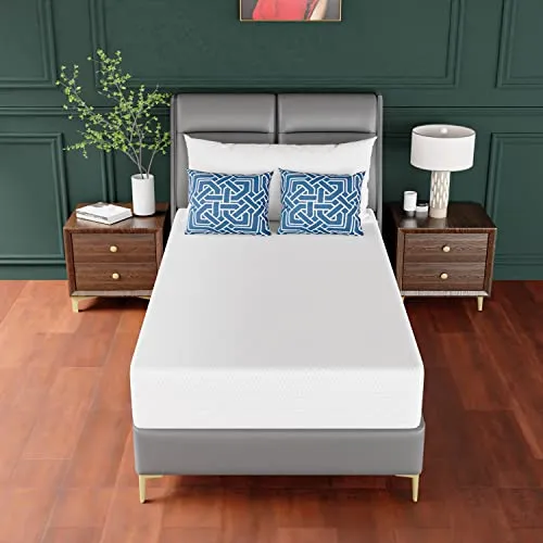 PayLessHere 10 Inch Mattress Green Tea Memory Foam Mattress CertiPUR-US Certified,Removable Soft Cover,Fiberglass Free,Twin mattresses for Bed Frame, Bunk Bed, Trundle, Daybed,White