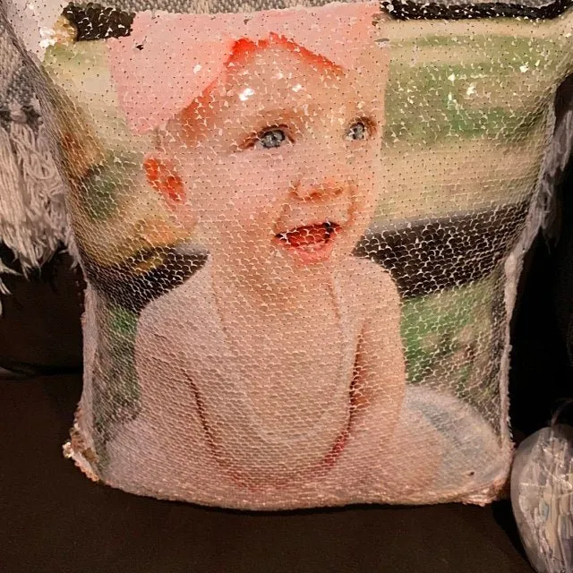 Personalized Pet Photo Sequin Pillow