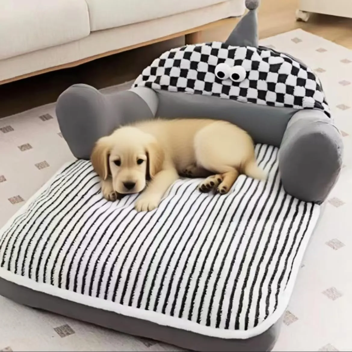 Pet Couch BedPet Bed for Medium Small Cats & DogsFluffy Cat Sofa with Premium Soft Corduroy FleeceSoft Calming Cat Sofa Beds for Cats Anti-Slip Bottom and Removable Washable Cover (grey, X-Large)