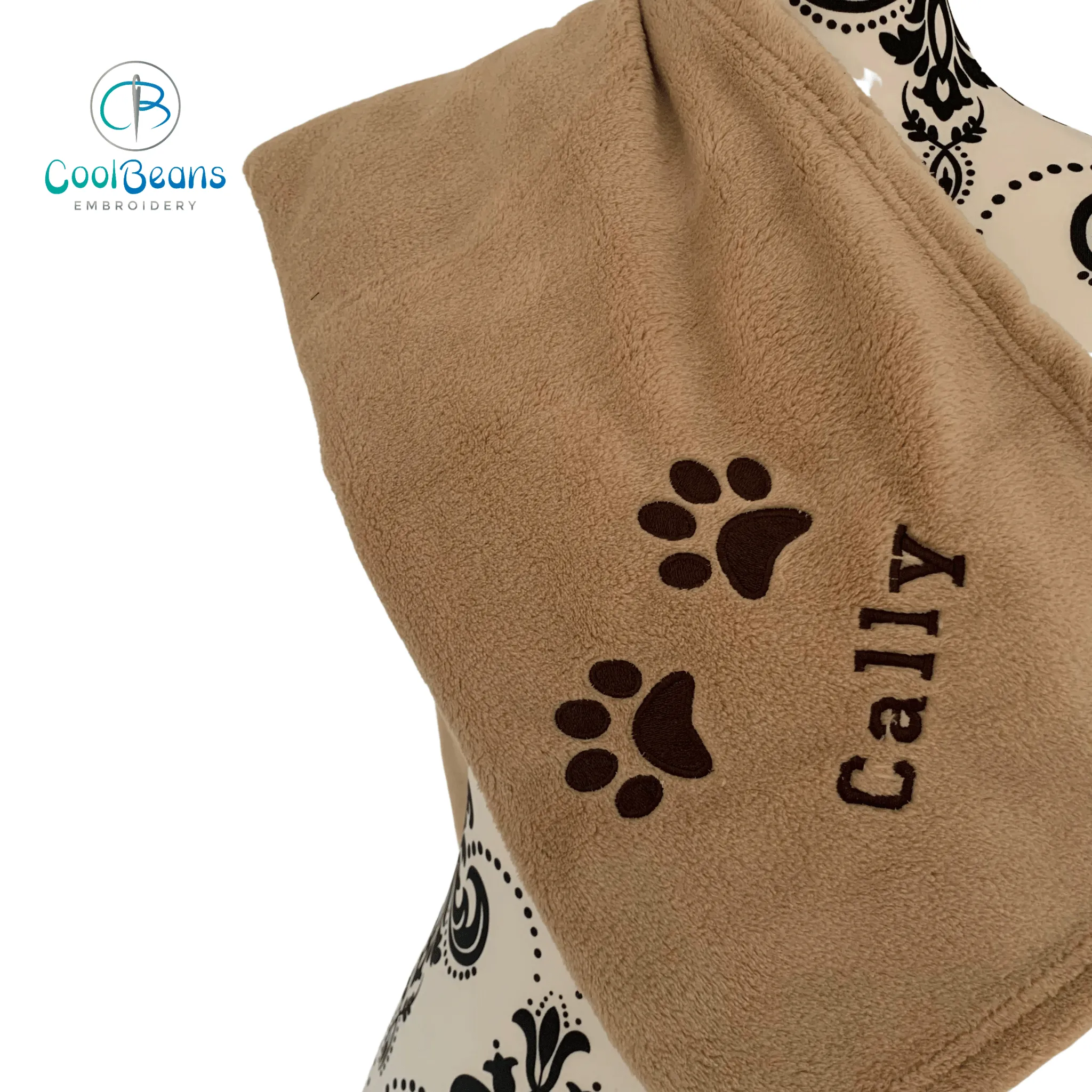 Pet Fleece Blanket A - 2 Paw Prints - Personalised in Corner