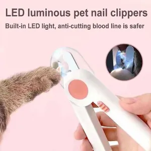 Pet nail tools led light pet nail trimmer anti-blood position nail clippers tool pet supplies hga006095-pink