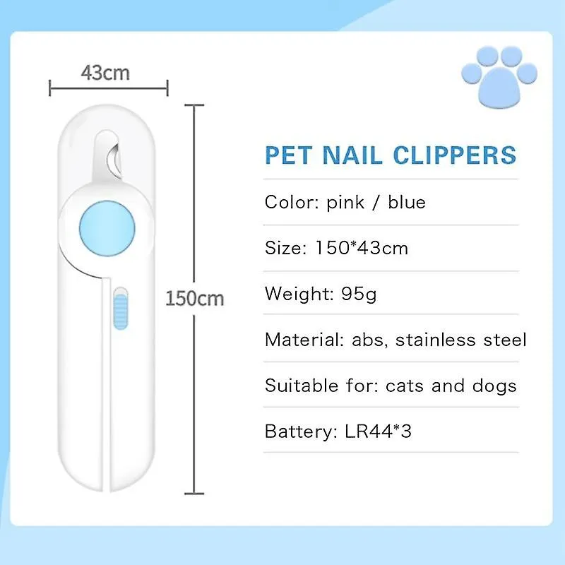Pet nail tools pet nail clipper dog cat nail toe claw clippers scissor led light nails trimmer blue