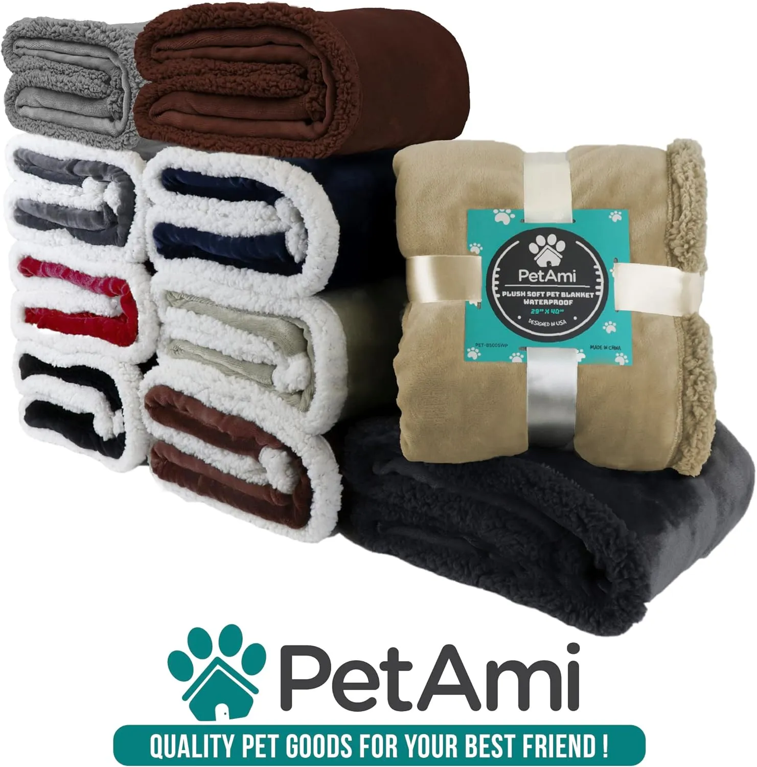 PetAmi Dog Blanket for Medium Large Dogs, Pet Bed Blanket Cat Puppy Kitten, Fleece Furniture Couch Cover Protector Sofa Car, Soft Sherpa Dog Throw Plush Reversible Washable, 40x60 Dark Gray