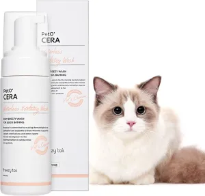 PetO'Cera Waterless Cat Shampoo | Cat Dry Shampoo | No Rinse Foam Wash for Cat | Shorten Bath Time for Cats | Feline Skin & Coat Care | Safe & Easy to Use | 5.07oz