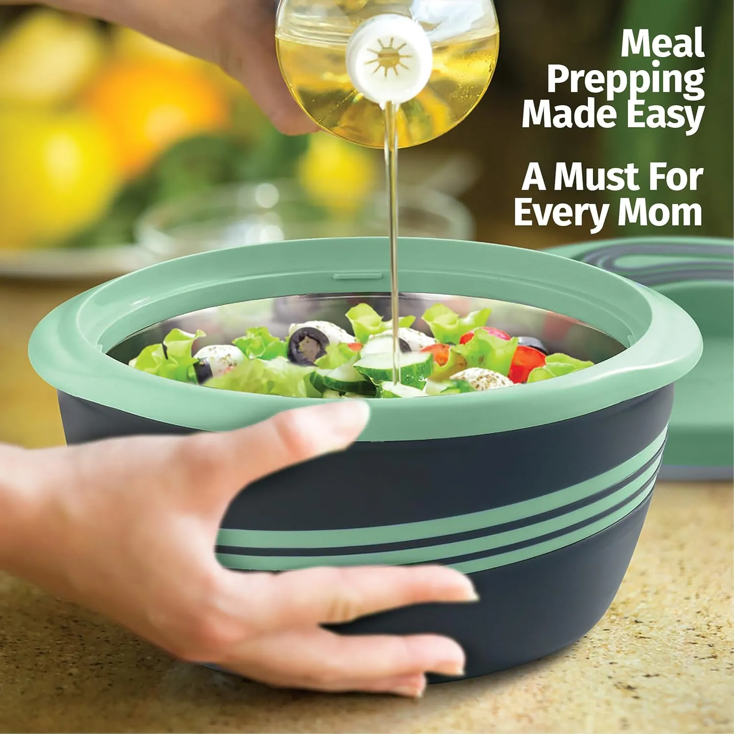 Pinnacle Insulated Casserole Dish with Lid 3 pc Set 2.6/2/1 qt. Hot Pot Food Warmer/Cooler Thermal Soup/Salad Serving Bowl- Stainless Steel Hot Food ContainerBest Gift Set for Moms Holidays Green