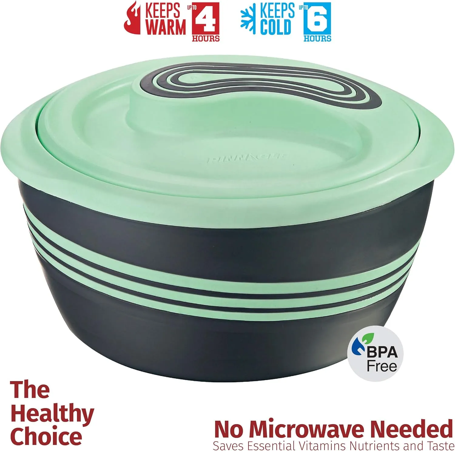 Pinnacle Insulated Casserole Dish with Lid 3 pc Set 2.6/2/1 qt. Hot Pot Food Warmer/Cooler Thermal Soup/Salad Serving Bowl- Stainless Steel Hot Food ContainerBest Gift Set for Moms Holidays Green