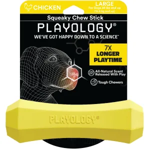Playology Chicken Scented Squeaky Chew Stick Rubber Dog Toy with Encapsiscent Technology - Medium