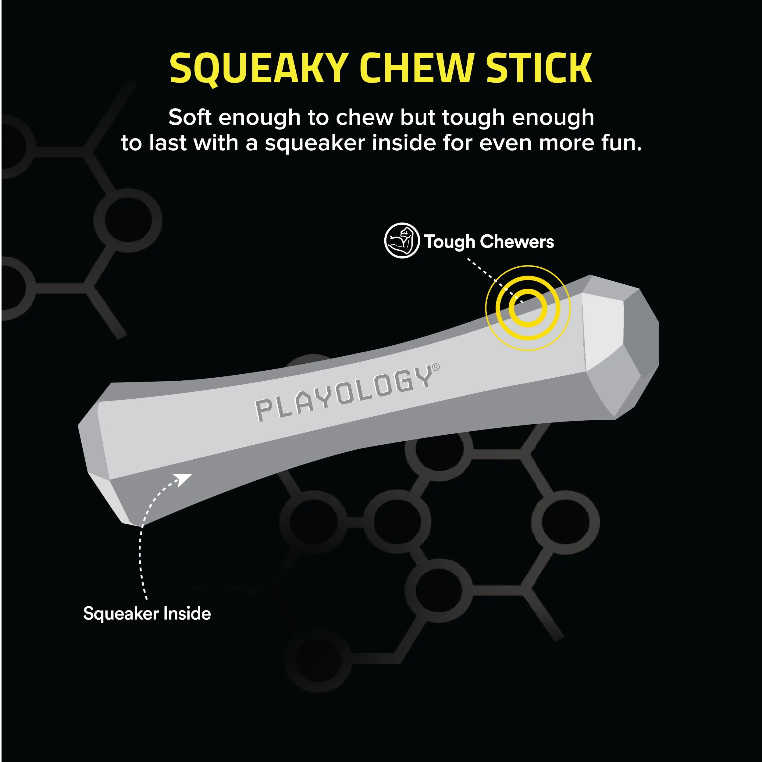 Playology Chicken Scented Squeaky Chew Stick Rubber Dog Toy with Encapsiscent Technology - Medium