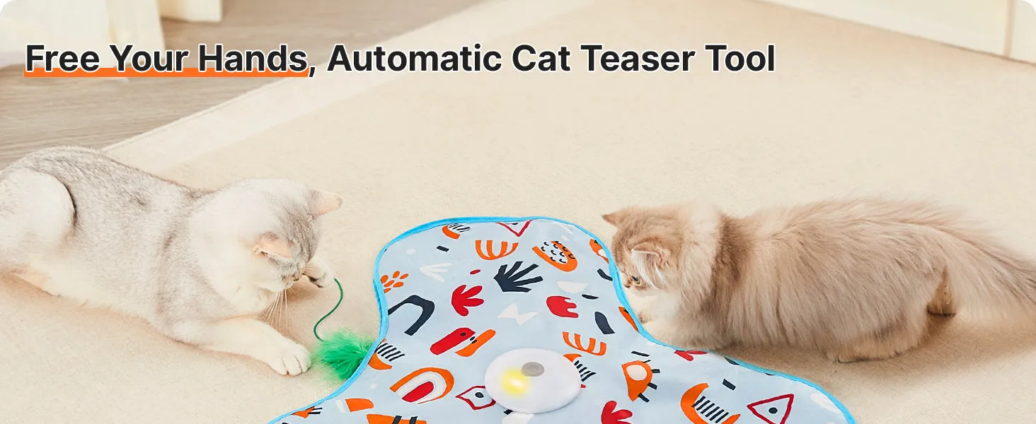 Potaroma Hide and Seek Cat Toys, in-The-Cover Unpredicatable Moving Feather, Interactive Kitten Wand Toy