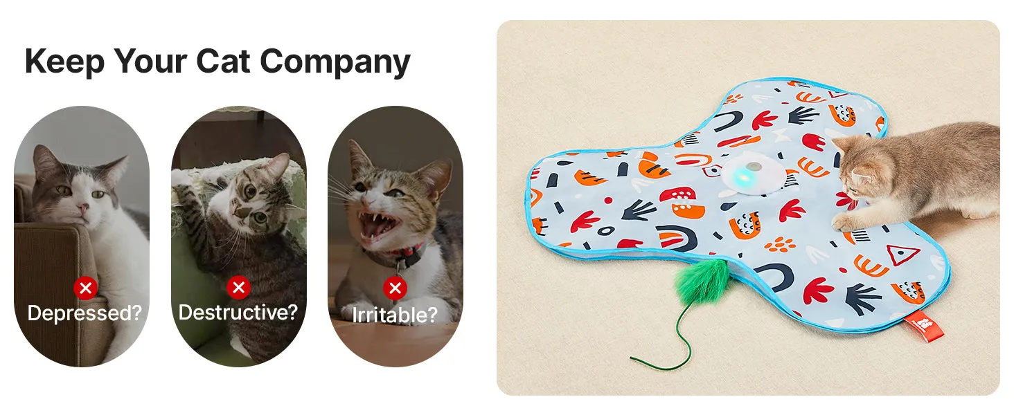 Potaroma Hide and Seek Cat Toys, in-The-Cover Unpredicatable Moving Feather, Interactive Kitten Wand Toy