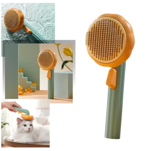 Self-cleaning pumpkin pet brush