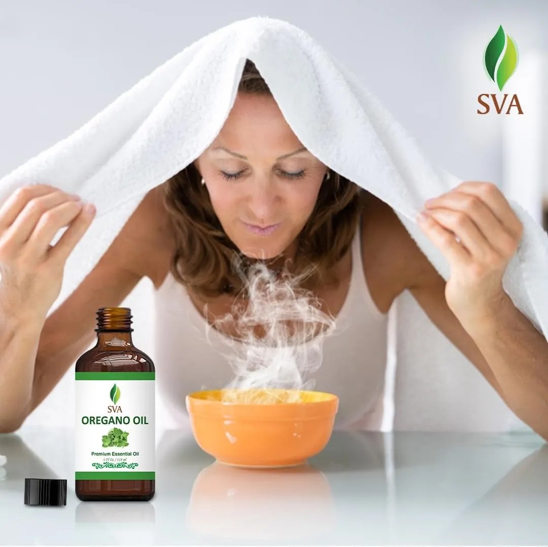 SVA Oregano Essential Oil  4 Fl Oz  100% Natural Oregano Oil - for Diffuser, Hair Care, Face, Skin Care, Aromatherapy, Scalp and Body Massage, Soap and Candle Making  with Dropper