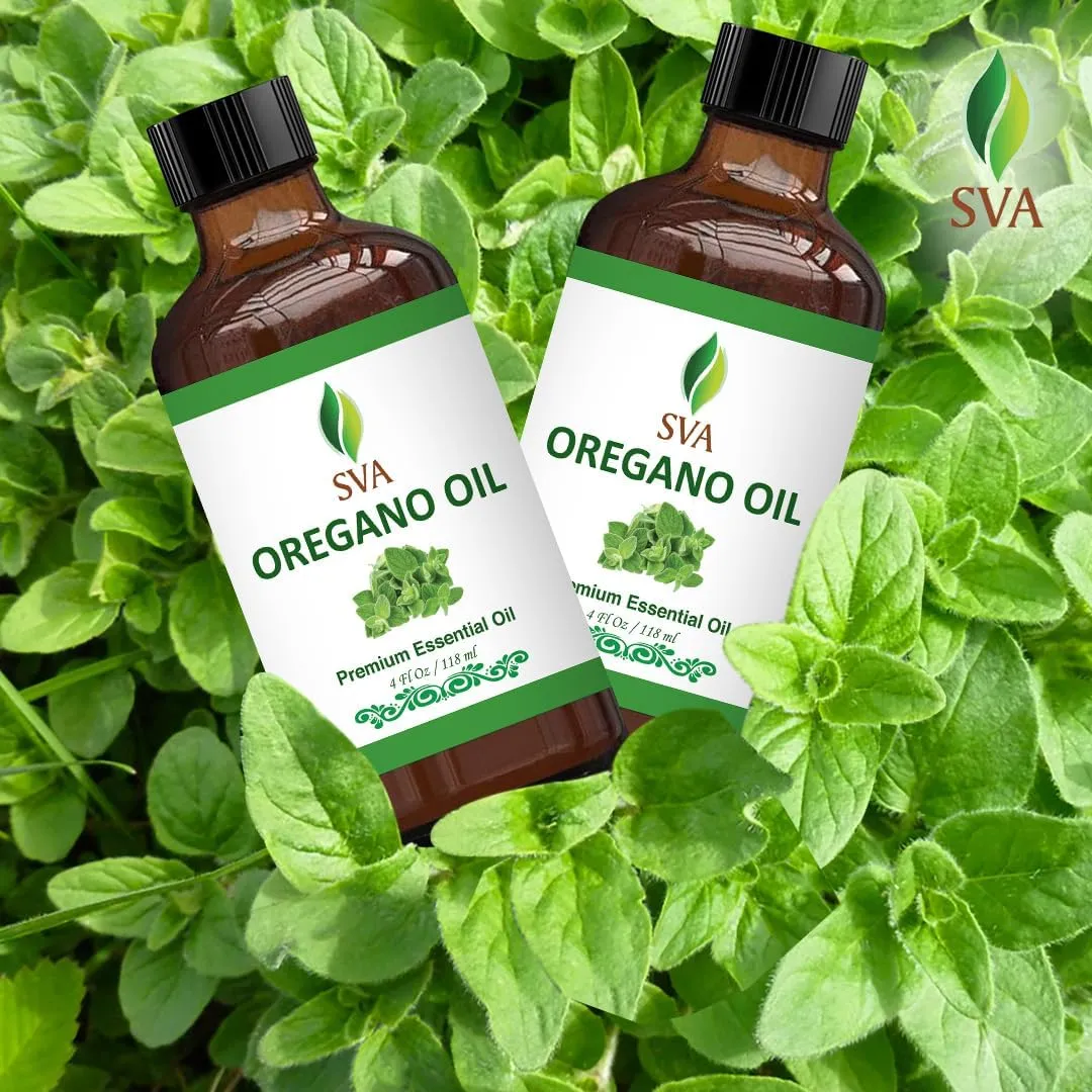 SVA Oregano Essential Oil  4 Fl Oz  100% Natural Oregano Oil - for Diffuser, Hair Care, Face, Skin Care, Aromatherapy, Scalp and Body Massage, Soap and Candle Making  with Dropper