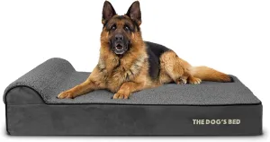 The Dogs Bed Orthopedic Headrest Dog Bed XL Grey Plush 46x28, Memory Foam, Pain Relief for Arthritis, Hip & Elbow Dysplasia, Post Surgery, Lameness, Veterinary Approved, Waterproof Washable Cover