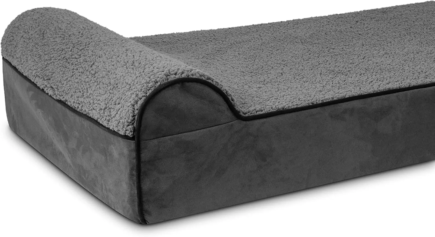 The Dogs Bed Orthopedic Headrest Dog Bed XL Grey Plush 46x28, Memory Foam, Pain Relief for Arthritis, Hip & Elbow Dysplasia, Post Surgery, Lameness, Veterinary Approved, Waterproof Washable Cover